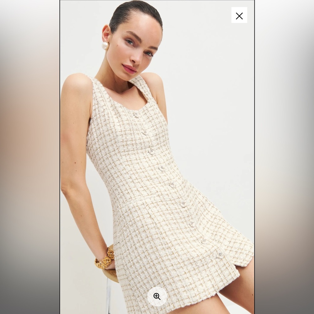 Reformation White Tweed Jaine Mini Dress SIZE 6